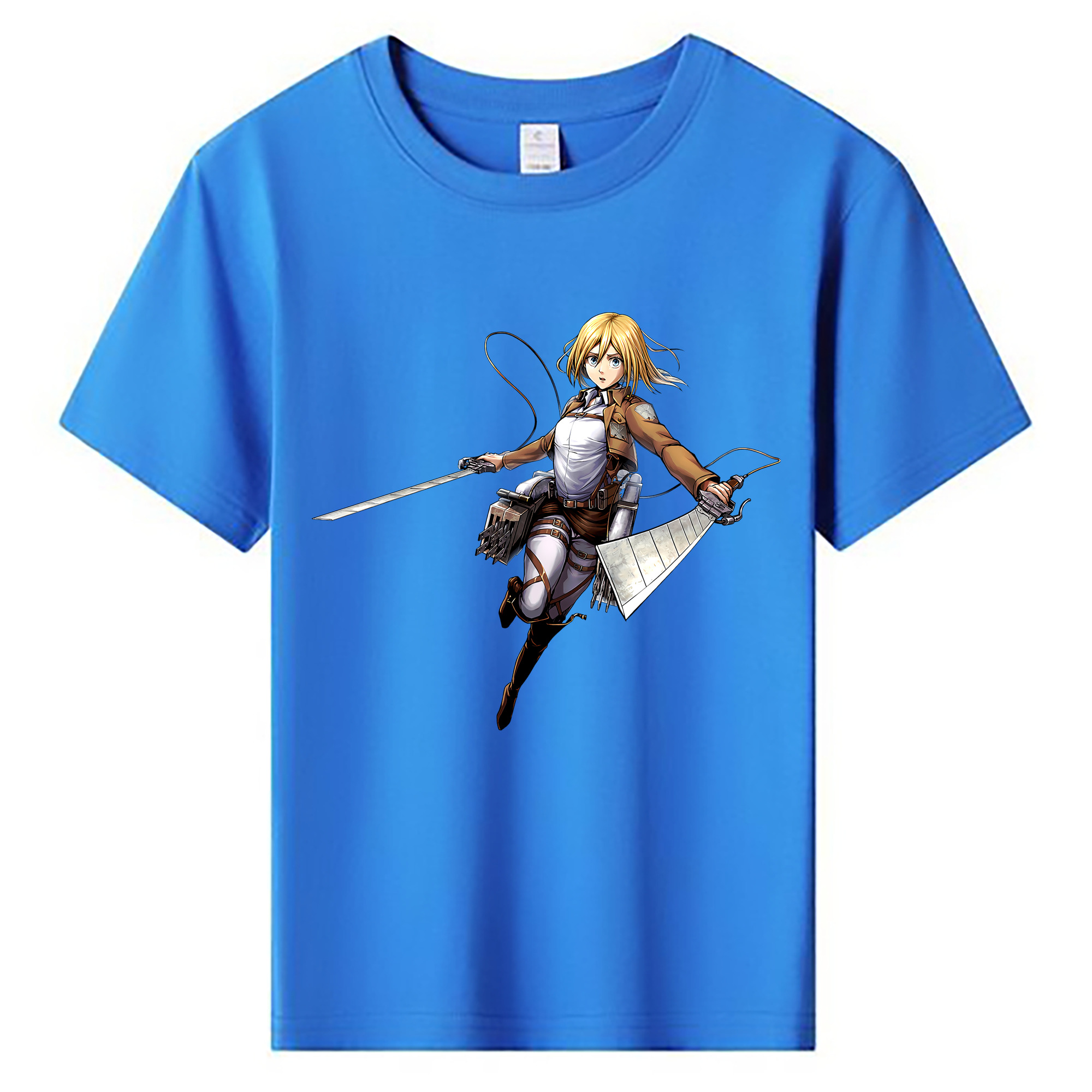 （画像用） 進撃の巨人 クリスタ·レンズ Attack on Titan Christa Lenz 綿100％キッズTシャツ（フロントプリント）